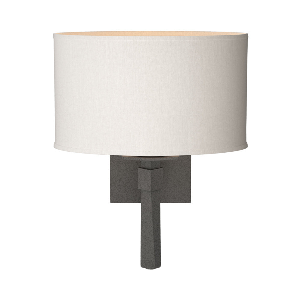 Beacon Hall Oval Drum Shade Wall Light in Natural Iron/Flax.