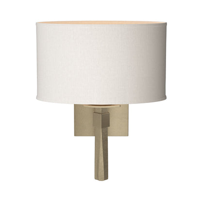 Beacon Hall Oval Drum Shade Wall Light in Soft Gold/Flax.