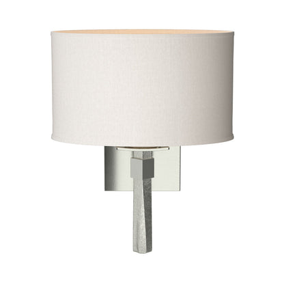 Beacon Hall Oval Drum Shade Wall Light in Sterling/Flax.