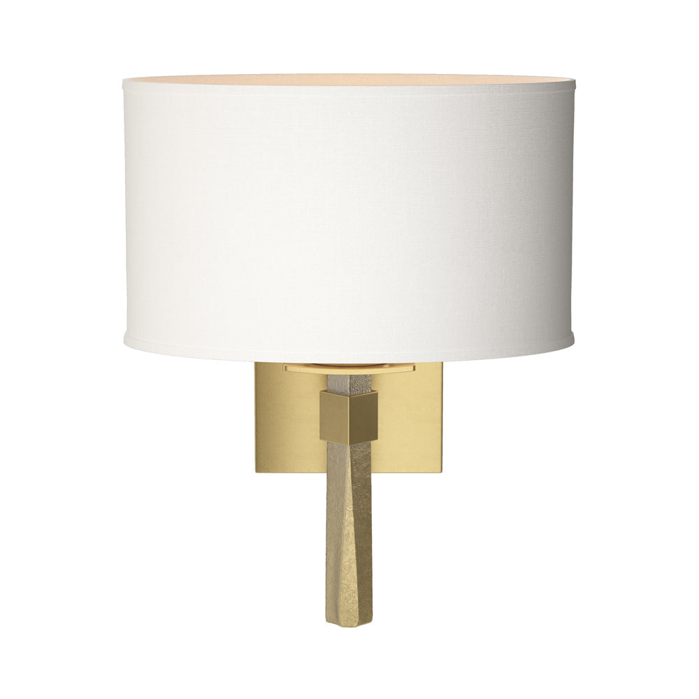 Beacon Hall Oval Drum Shade Wall Light in Modern Brass/Natural Anna.