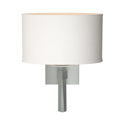 Beacon Hall Oval Drum Shade Wall Light in Vintage Platinum/Natural Anna.