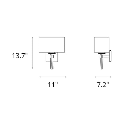 Beacon Hall Oval Drum Shade Wall Light - line drawing.