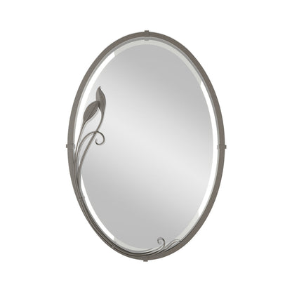 Beveled Leaf Oval Mirror in Dark Smoke.