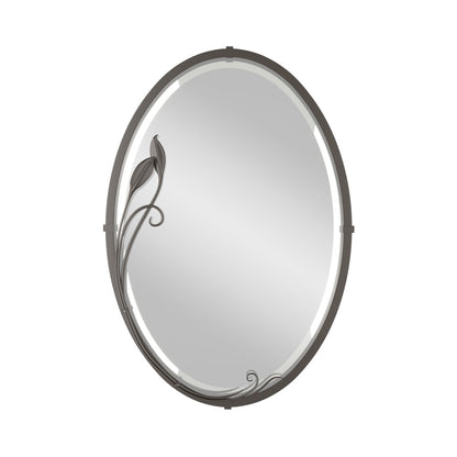Beveled Leaf Oval Mirror in Oil Rubbed Bronze.