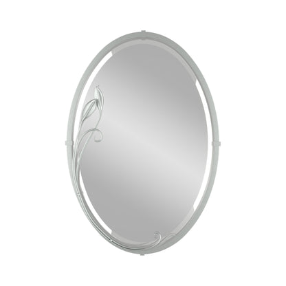 Beveled Leaf Oval Mirror in Vintage Platinum.