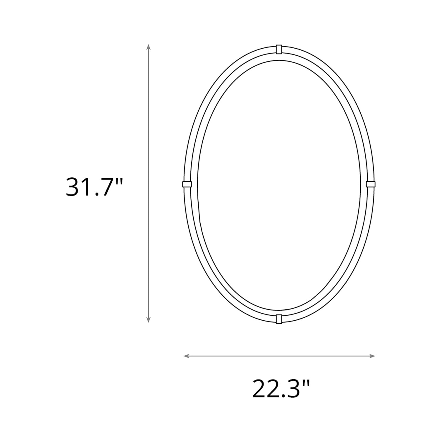 Beveled Oval Mirror - line drawing.