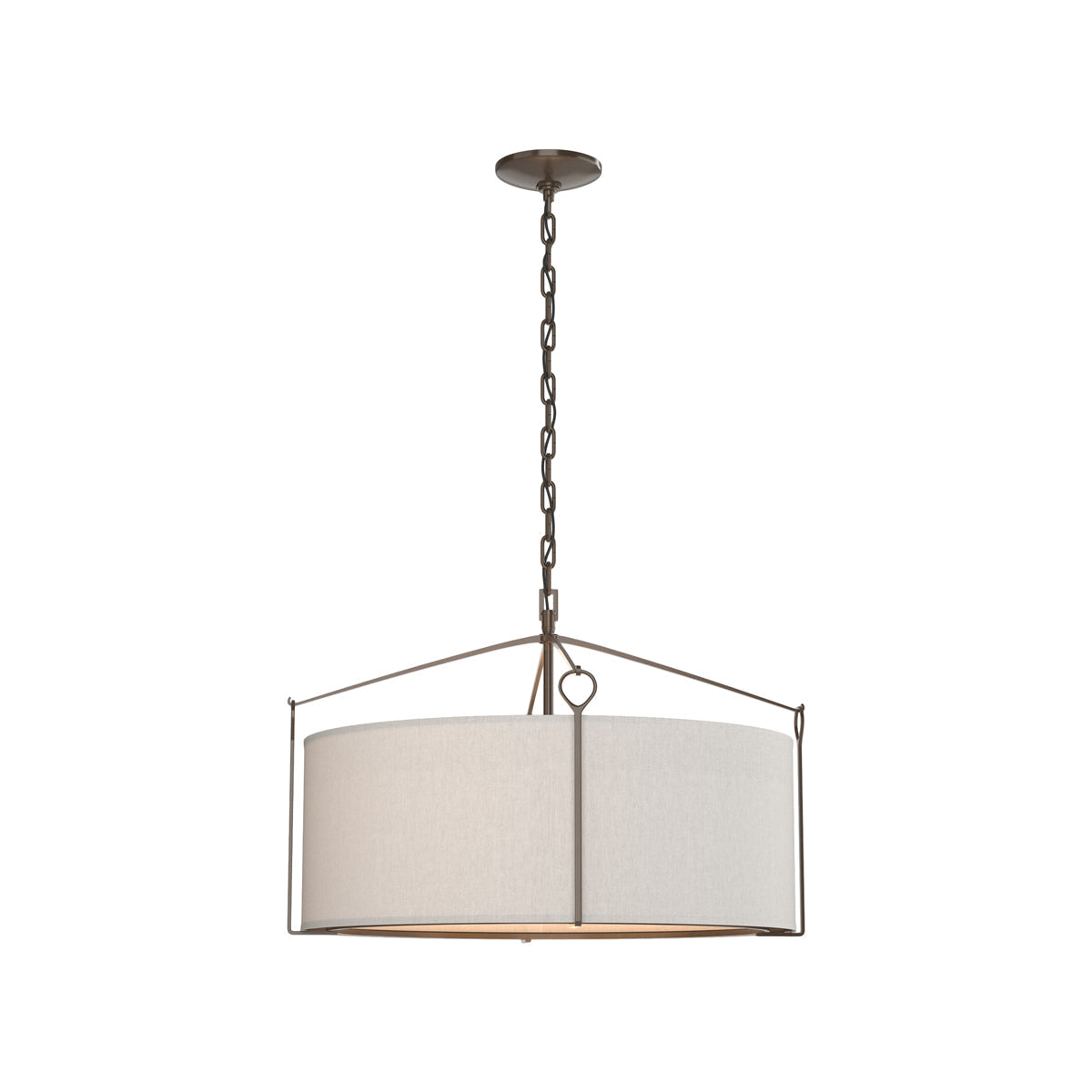 Bow Drum Pendant Light in Bronze/Flax (Small).
