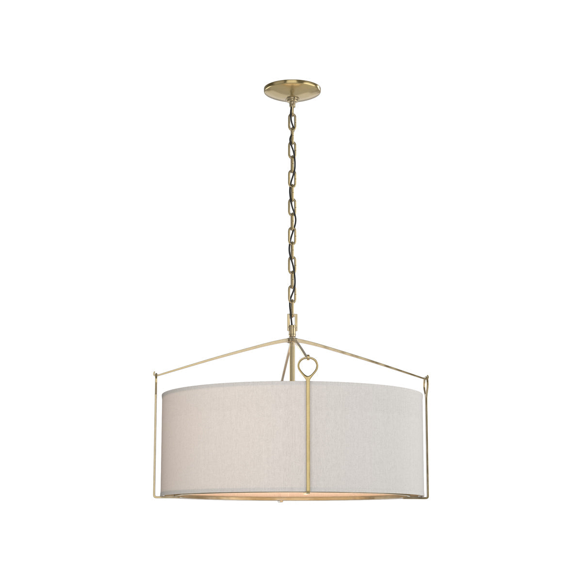 Bow Drum Pendant Light in Modern Brass/Flax (Small).