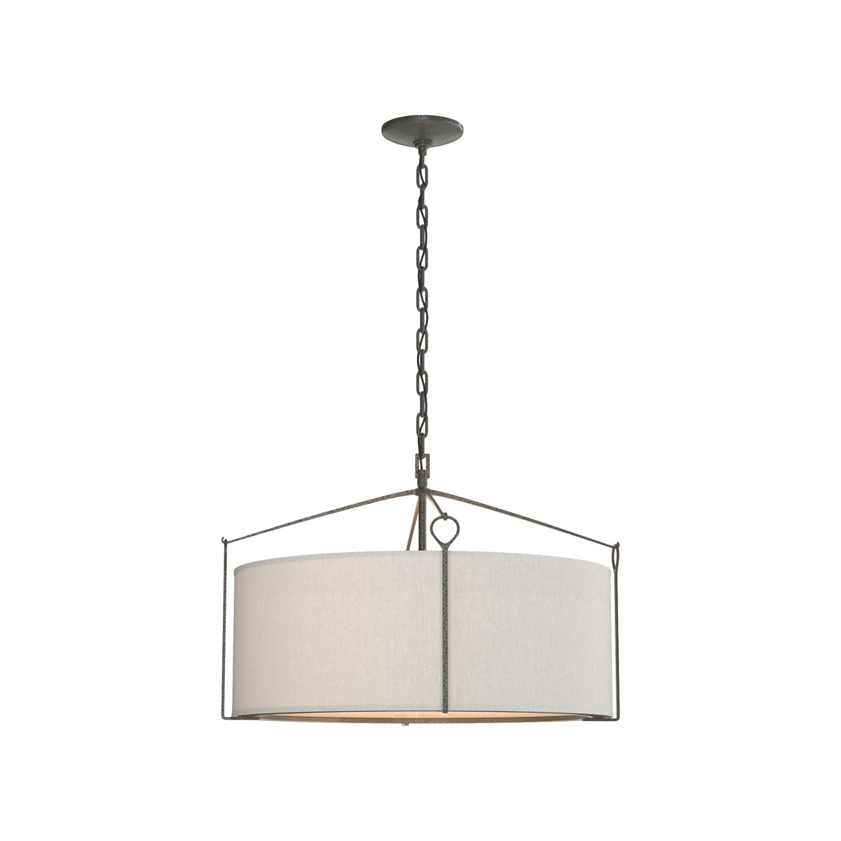 Bow Drum Pendant Light in Natural Iron/Flax (Small).