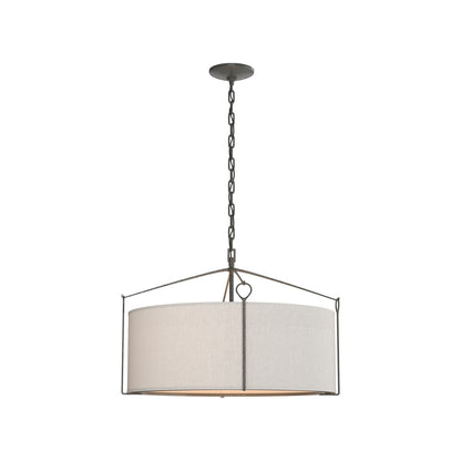 Bow Drum Pendant Light in Natural Iron/Flax (Small).