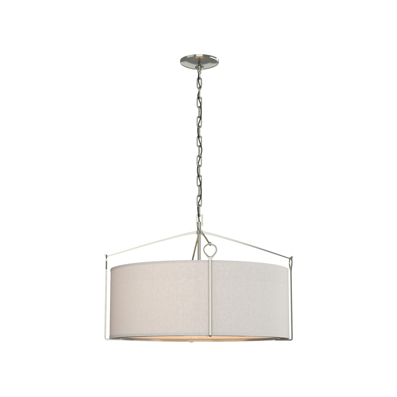 Bow Drum Pendant Light in Sterling/Flax (Small).