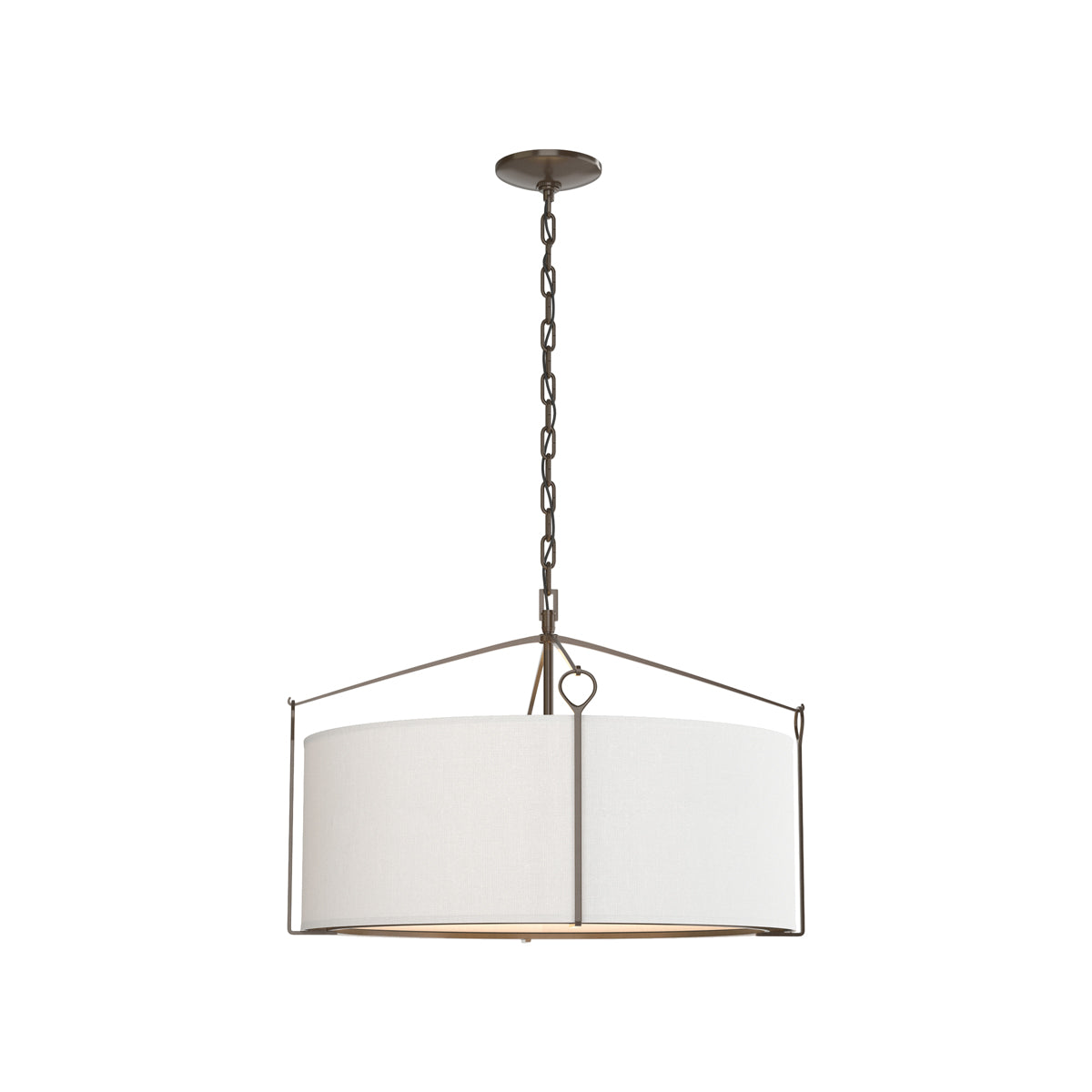 Bow Drum Pendant Light in Bronze/Natural Anna (Small).