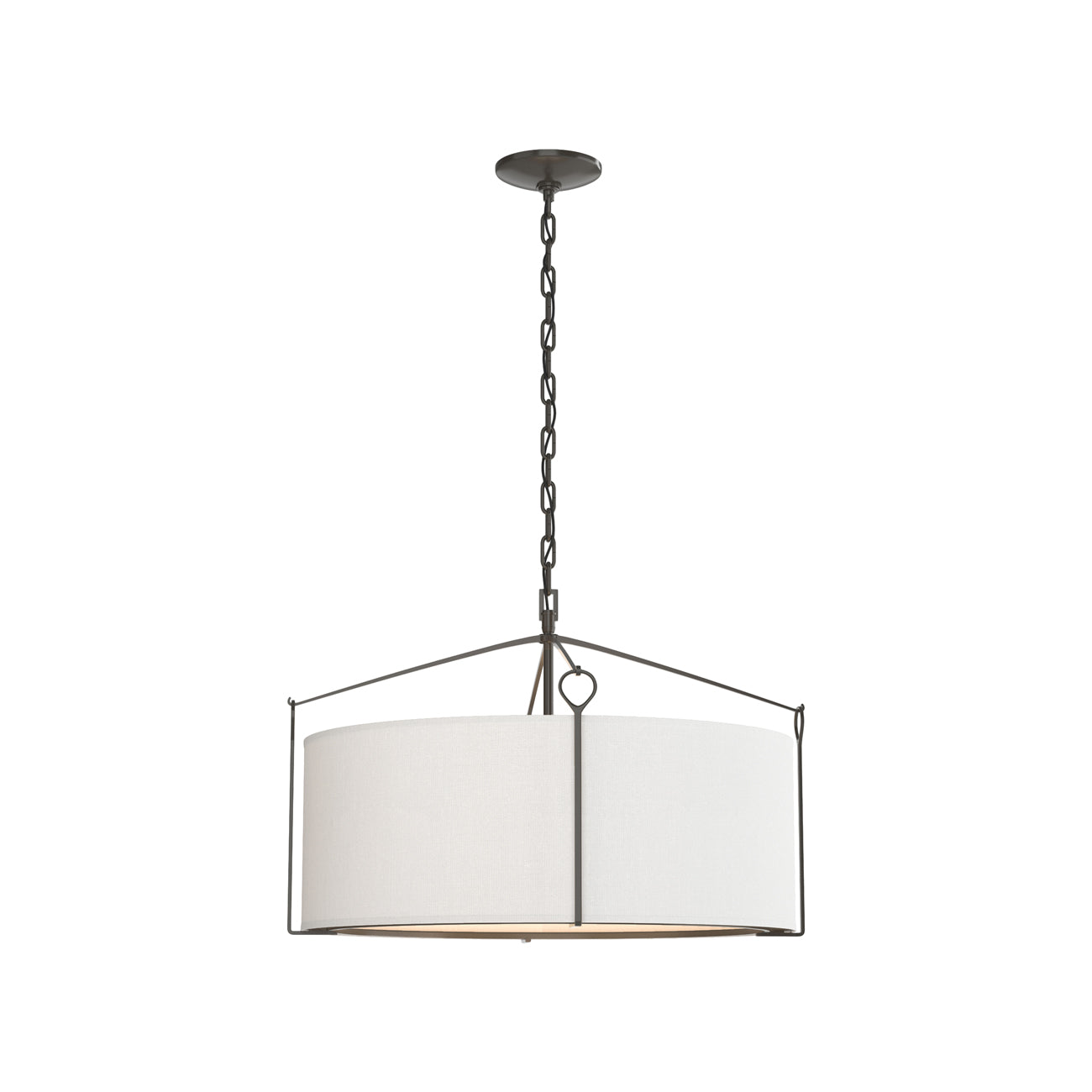 Bow Drum Pendant Light in Dark Smoke/Natural Anna (Small).