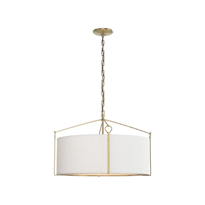 Bow Drum Pendant Light in Modern Brass/Natural Anna (Small).
