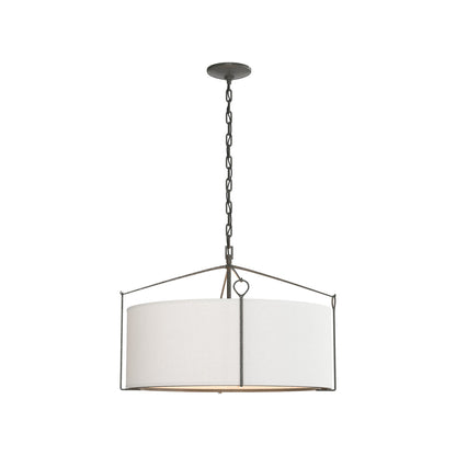 Bow Drum Pendant Light in Natural Iron/Natural Anna (Small).