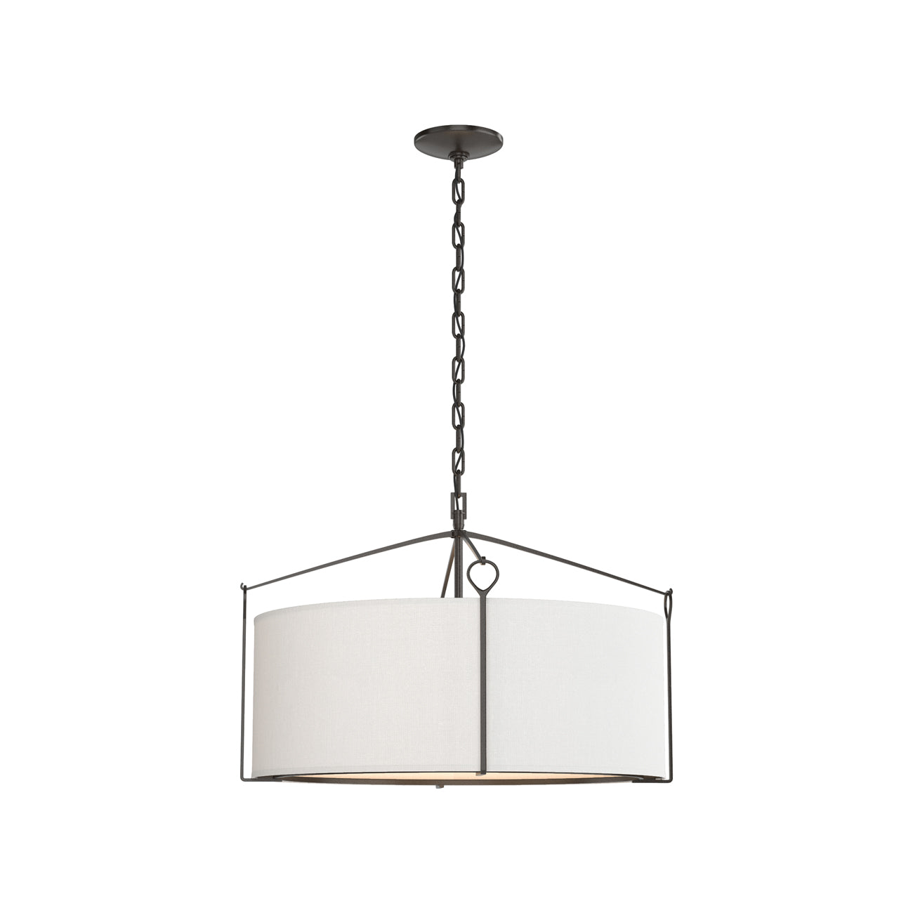 Bow Drum Pendant Light in Oil Rubbed Bronze/Natural Anna (Small).
