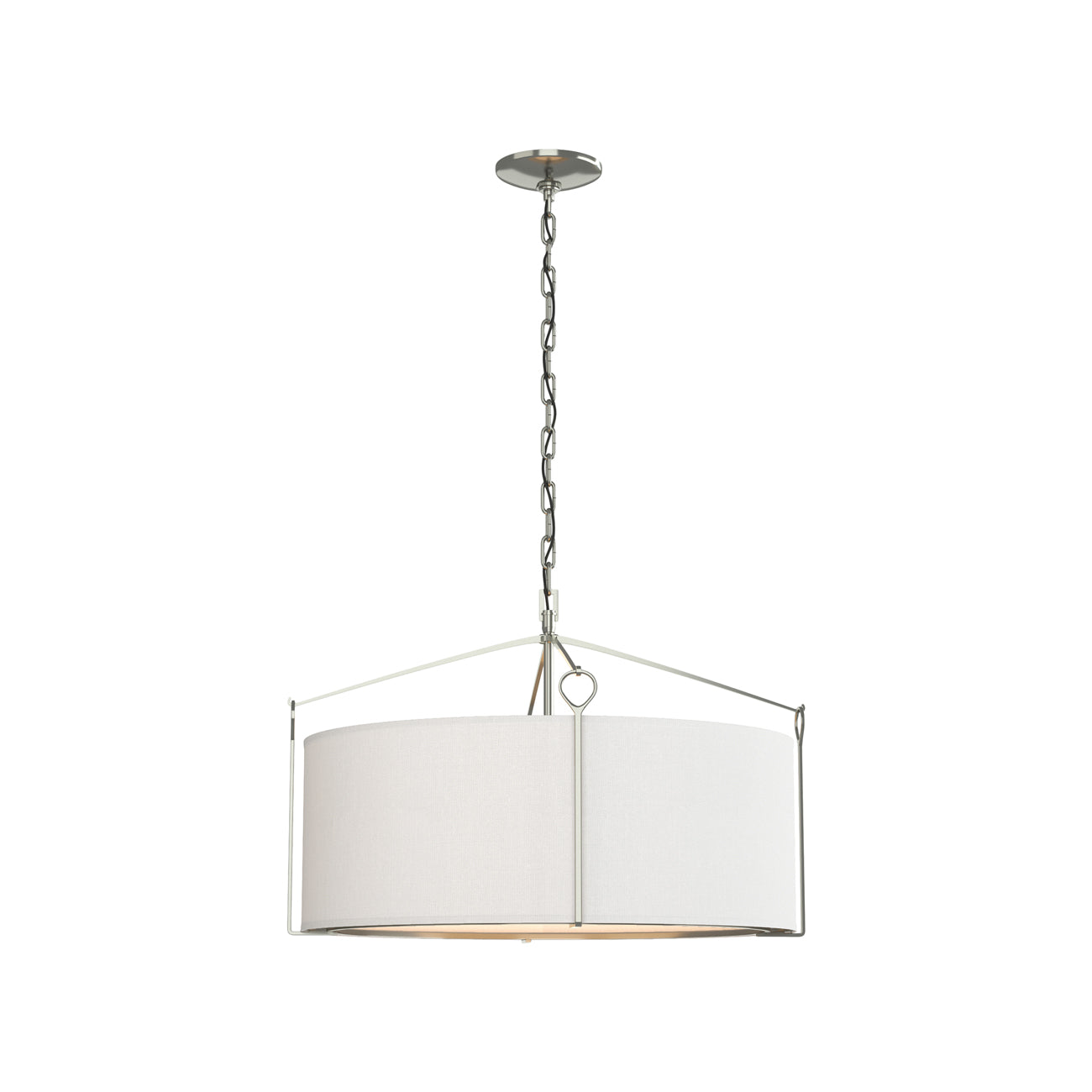 Bow Drum Pendant Light in Sterling/Natural Anna (Small).