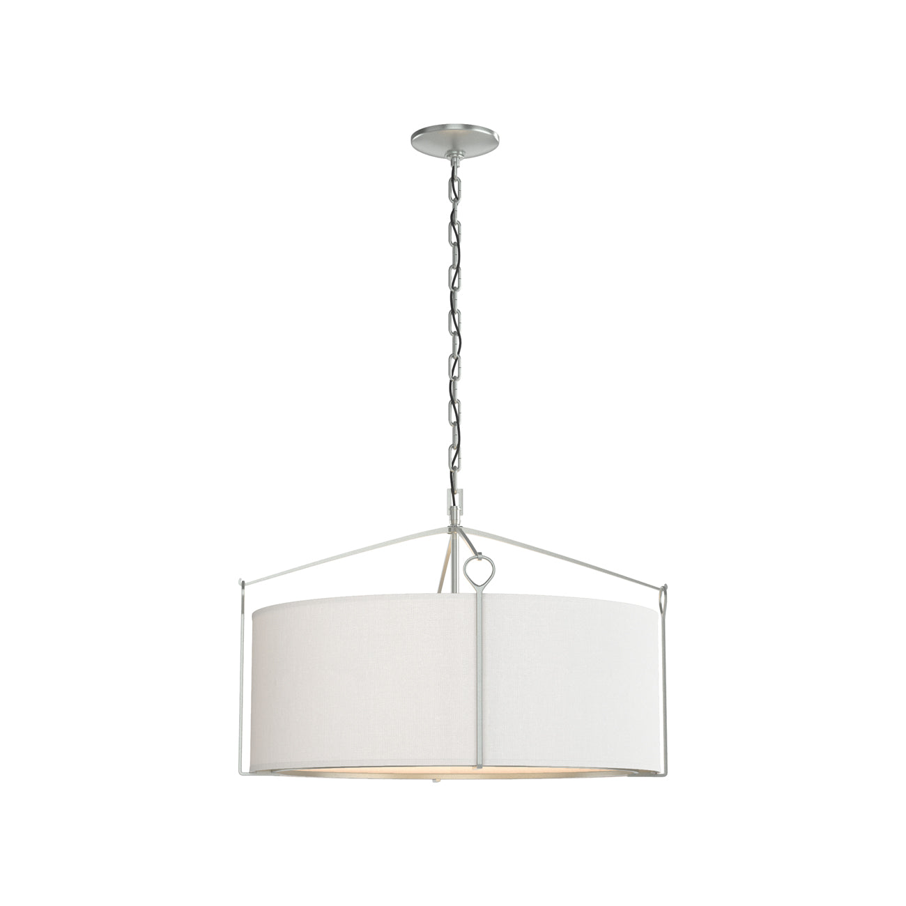 Bow Drum Pendant Light in Vintage Platinum/Natural Anna (Small).