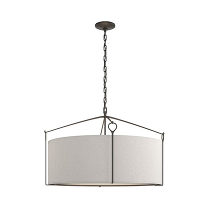 Bow Drum Pendant Light in Black/Flax (Large).