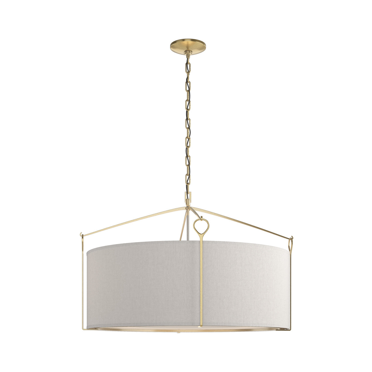 Bow Drum Pendant Light in Modern Brass/Flax (Large).