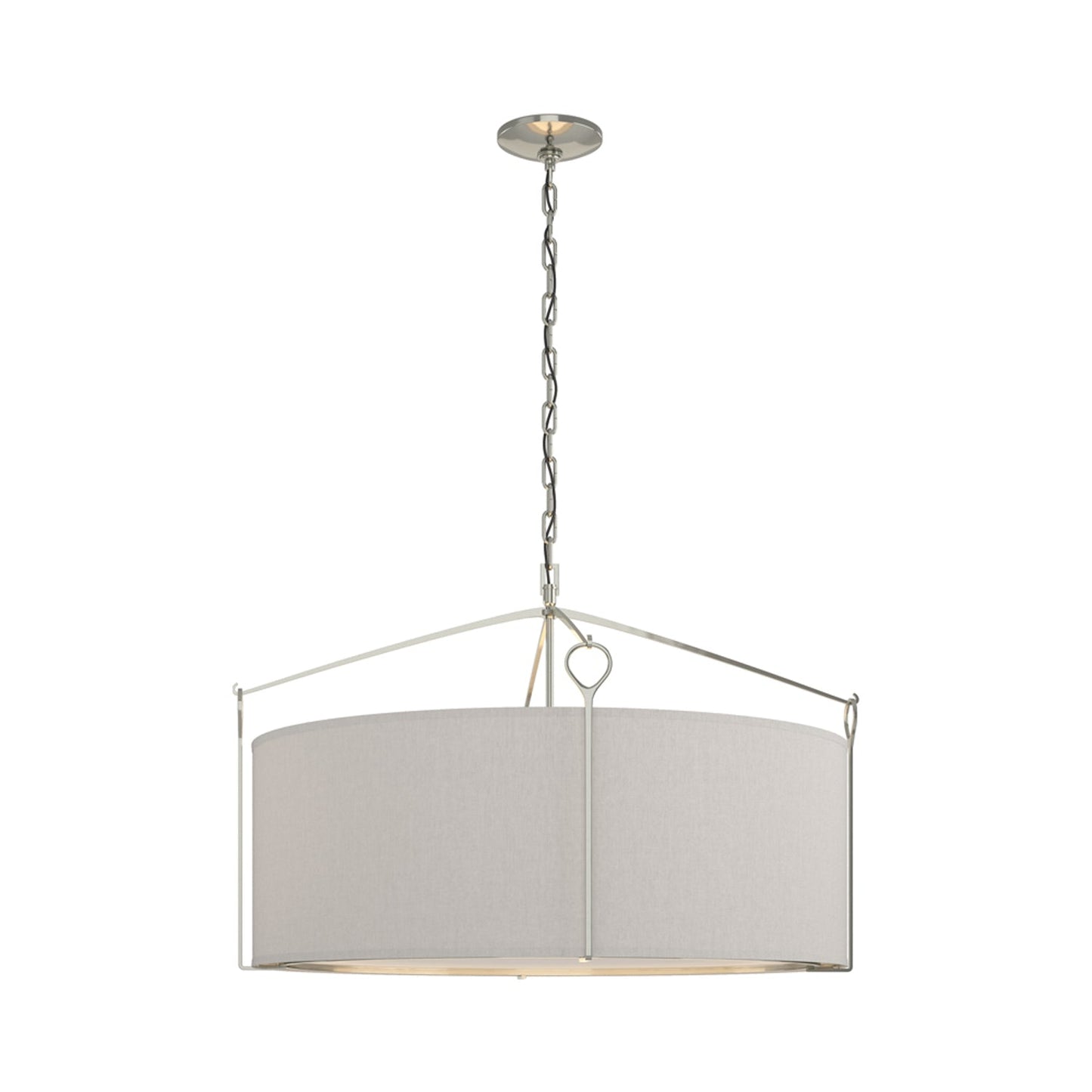 Bow Drum Pendant Light in Sterling/Flax (Large).