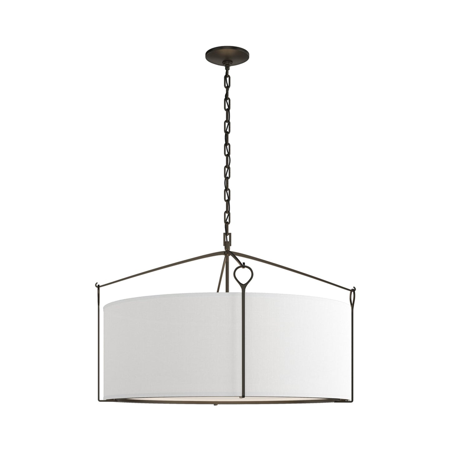 Bow Drum Pendant Light in Black/Natural Anna (Large).
