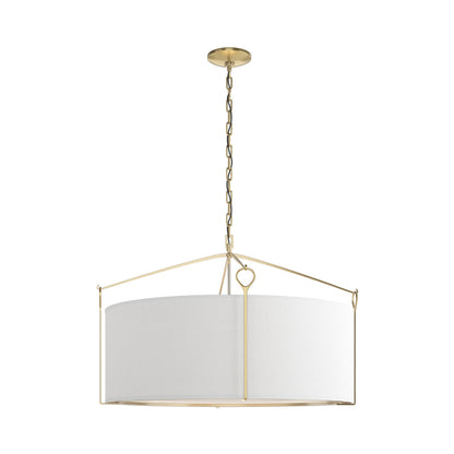 Bow Drum Pendant Light in Modern Brass/Natural Anna (Large).