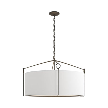 Bow Drum Pendant Light in Natural Iron/Natural Anna (Large).