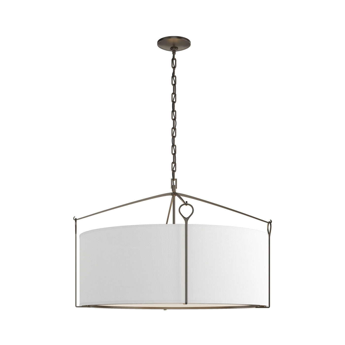 Bow Drum Pendant Light in Oil Rubbed Bronze/Natural Anna (Large).