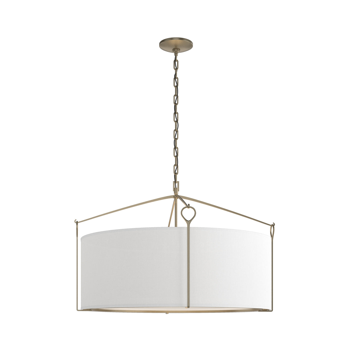 Bow Drum Pendant Light in Soft Gold/Natural Anna (Large).