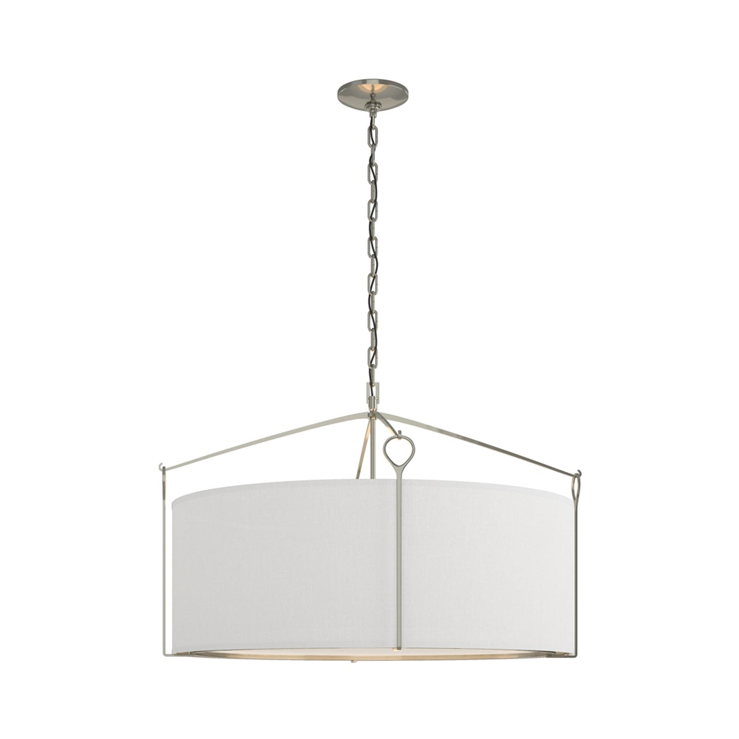 Bow Drum Pendant Light in Sterling/Natural Anna (Large).