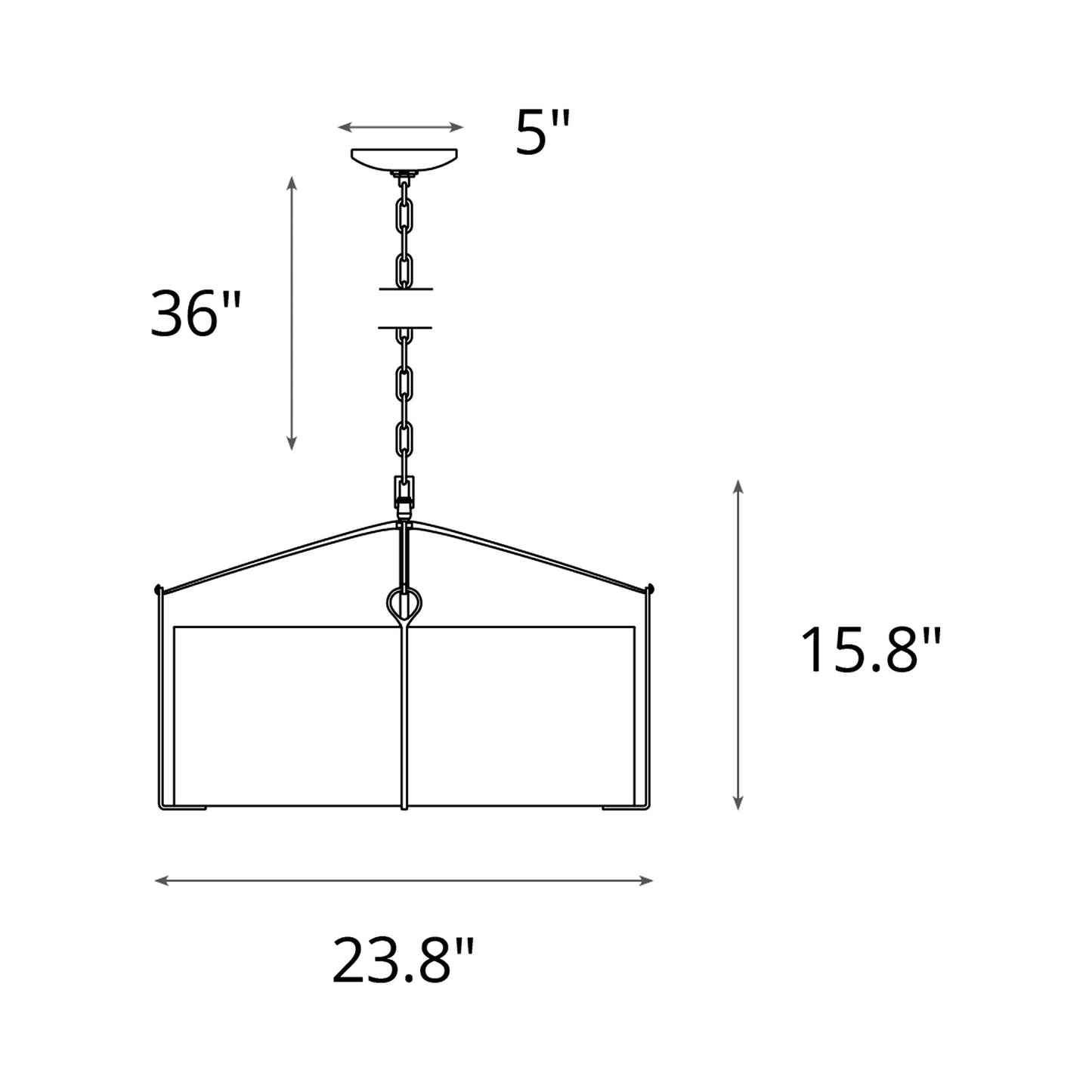 Bow Drum Pendant Light - line drawing.