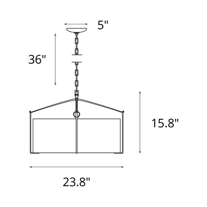 Bow Drum Pendant Light - line drawing.