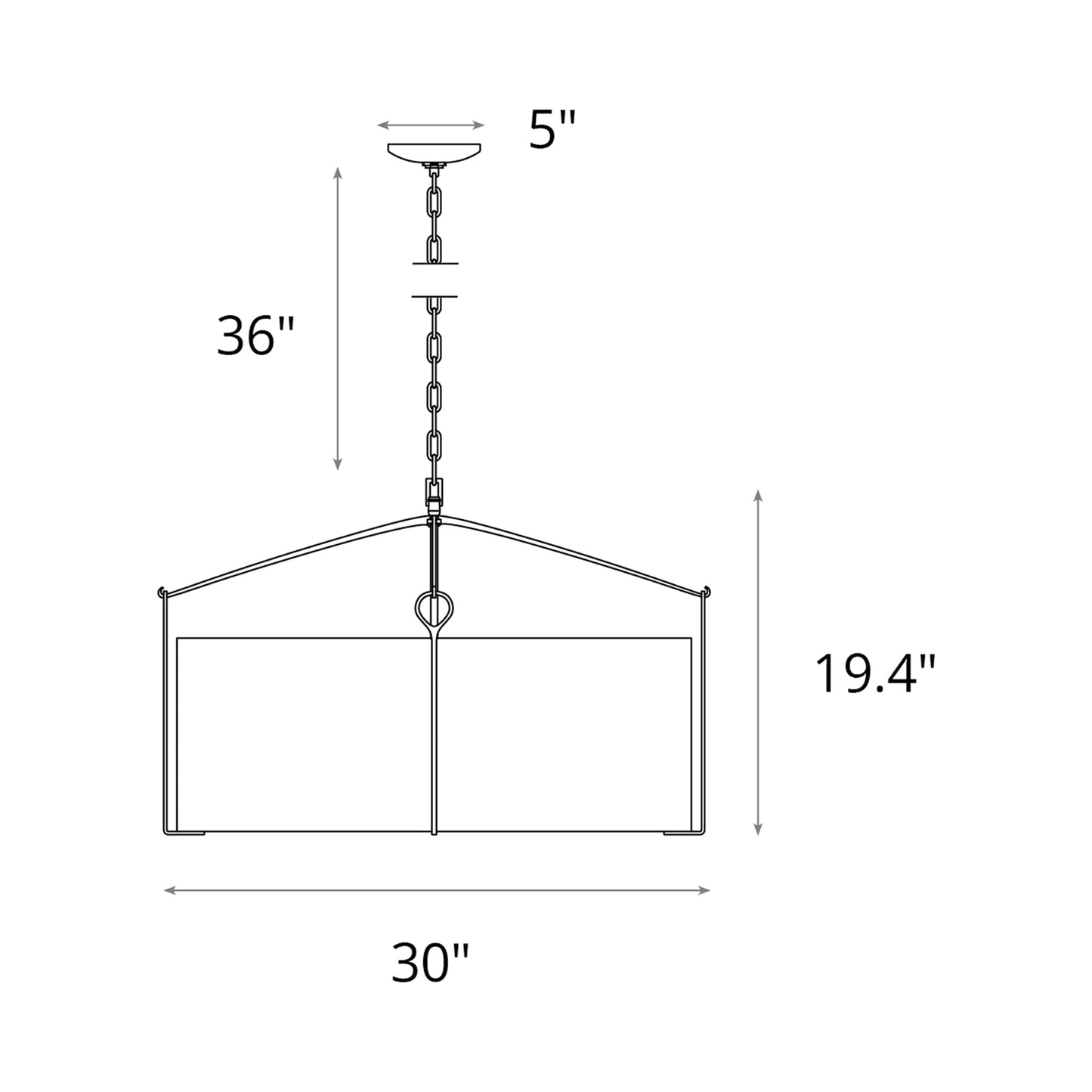 Bow Drum Pendant Light - line drawing.