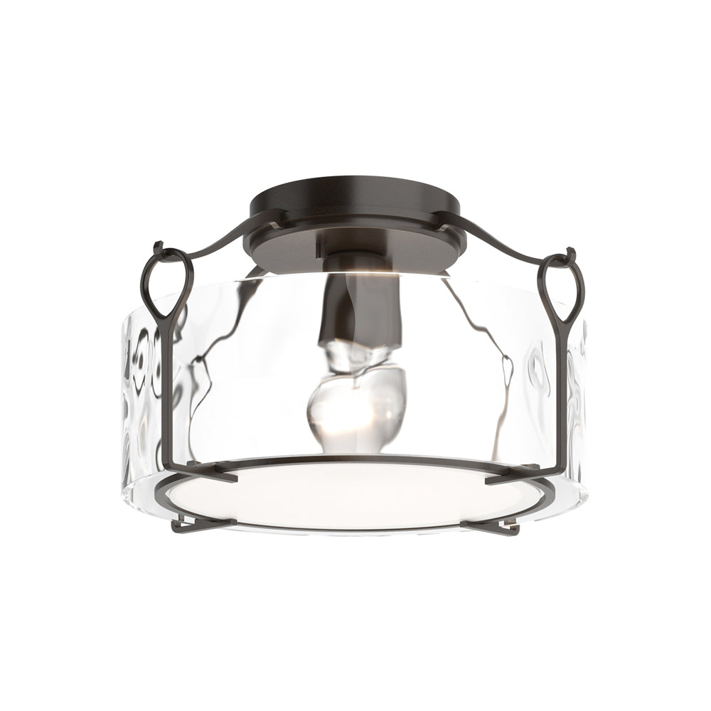 Bow Drum Semi Flush Mount Ceiling Light in Oil Rubbed Bronze/Water Glass (Medium).