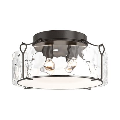Bow Drum Semi Flush Mount Ceiling Light in Oil Rubbed Bronze/Water Glass (Large).
