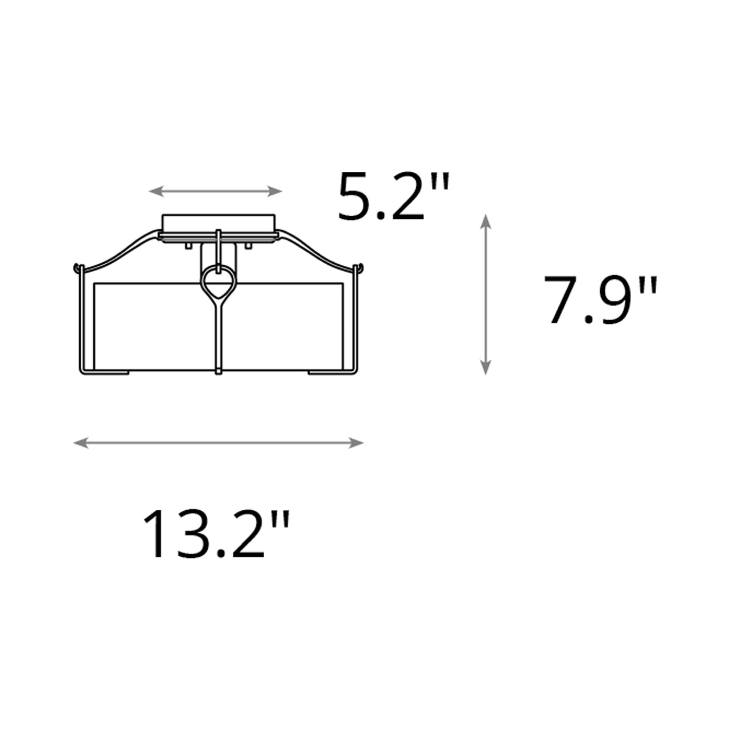 Bow Drum Semi Flush Mount Ceiling Light - line drawing.