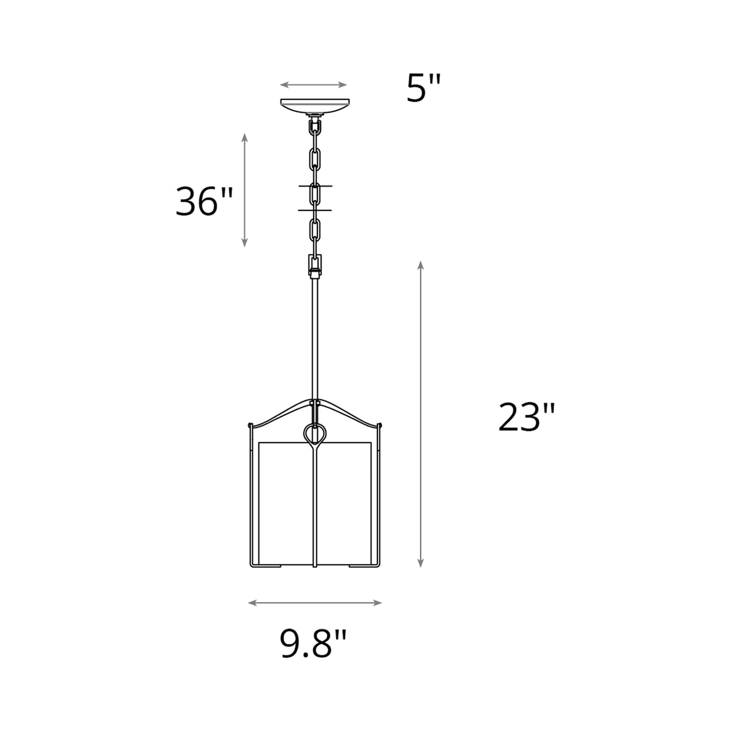 Bow Mini Pendant Light - line drawing.