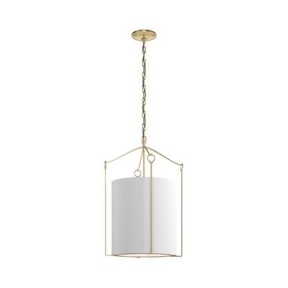 Bow Pendant Light in Modern Brass/Natural Anna.