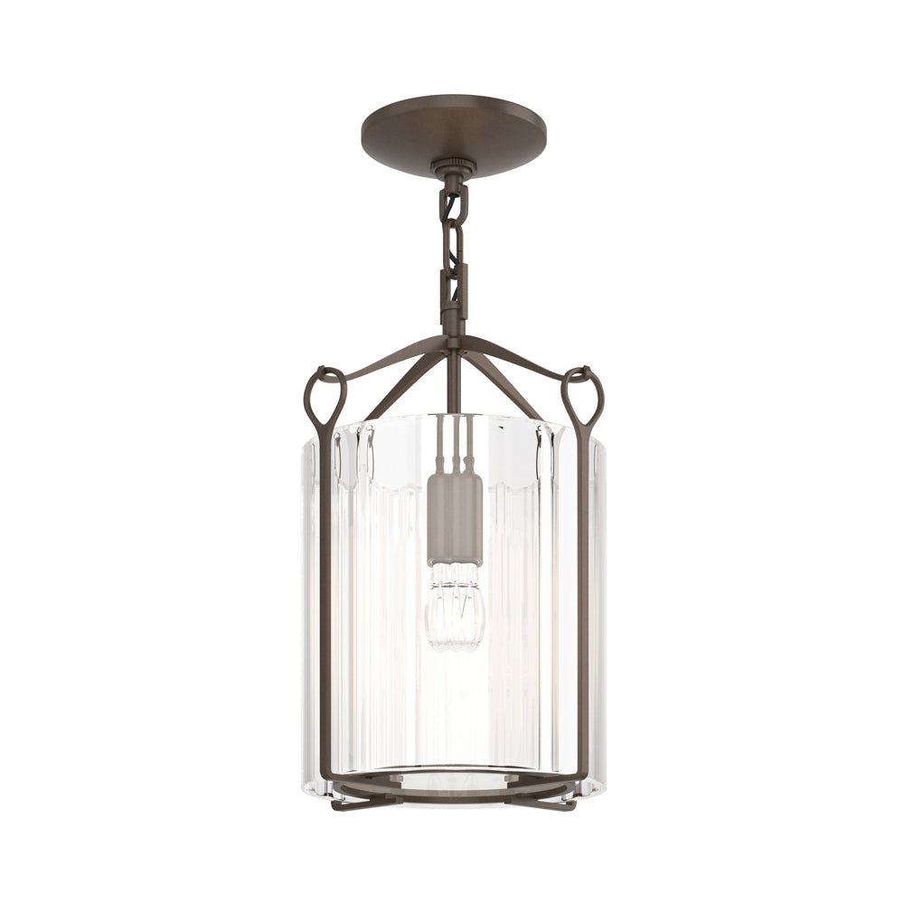 Bow Semi Flush Mount Ceiling Light in Bronze/Clear Glass.