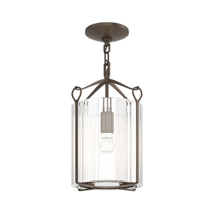 Bow Semi Flush Mount Ceiling Light in Bronze/Clear Glass.