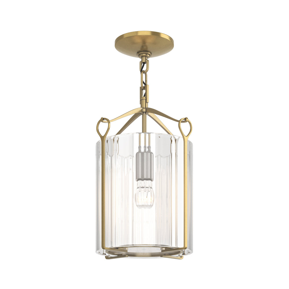 Bow Semi Flush Mount Ceiling Light in Modern Brass/Clear Glass.