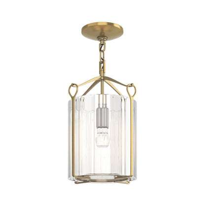 Bow Semi Flush Mount Ceiling Light in Modern Brass/Clear Glass.