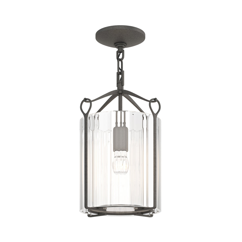 Bow Semi Flush Mount Ceiling Light in Natural Iron/Clear Glass.