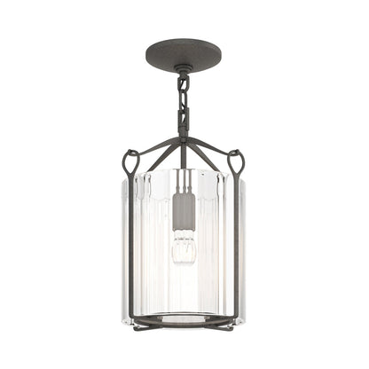 Bow Semi Flush Mount Ceiling Light in Natural Iron/Clear Glass.