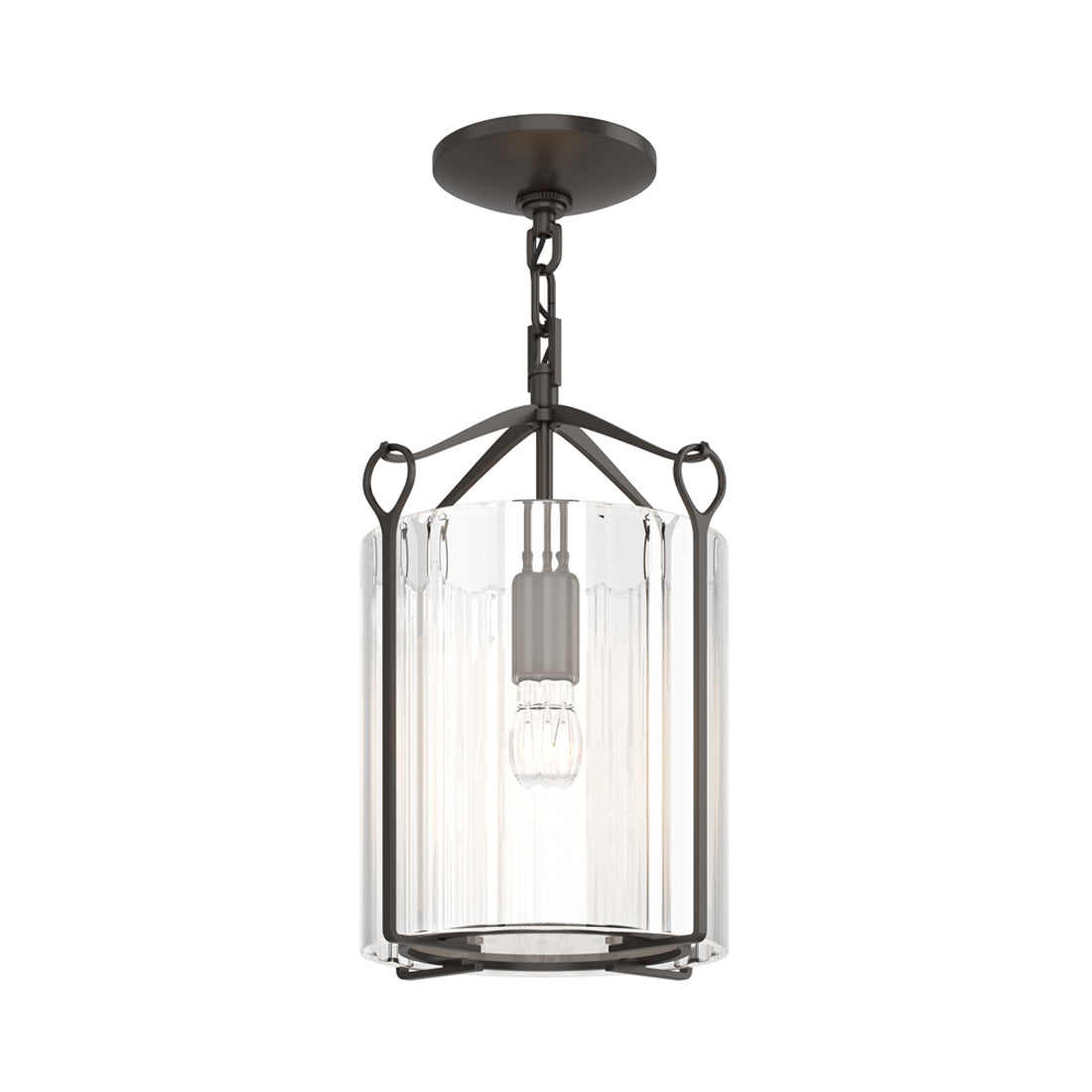 Bow Semi Flush Mount Ceiling Light in Oil Rubbed Bronze/Clear Glass.