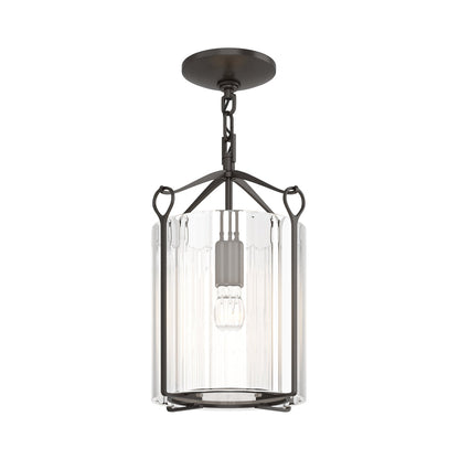 Bow Semi Flush Mount Ceiling Light in Oil Rubbed Bronze/Clear Glass.