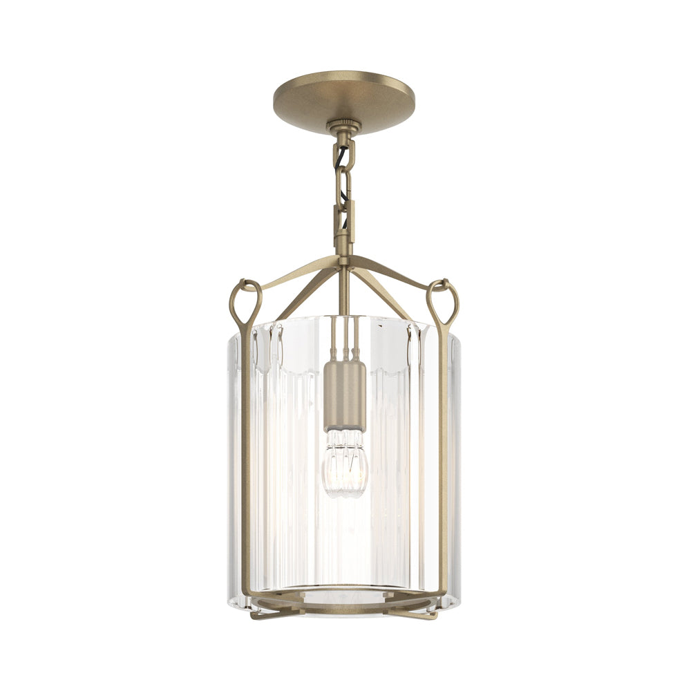 Bow Semi Flush Mount Ceiling Light in Soft Gold/Clear Glass.