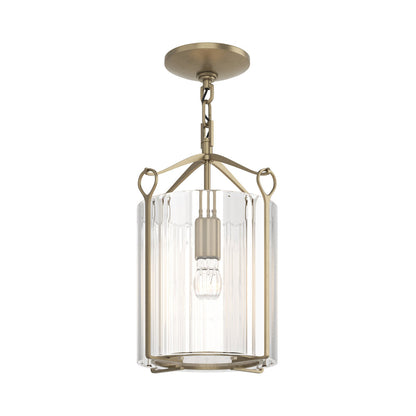 Bow Semi Flush Mount Ceiling Light in Soft Gold/Clear Glass.
