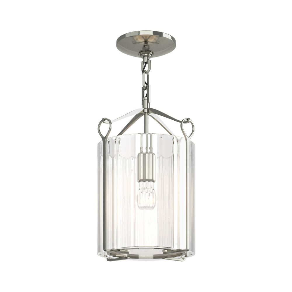 Bow Semi Flush Mount Ceiling Light in Sterling/Clear Glass.